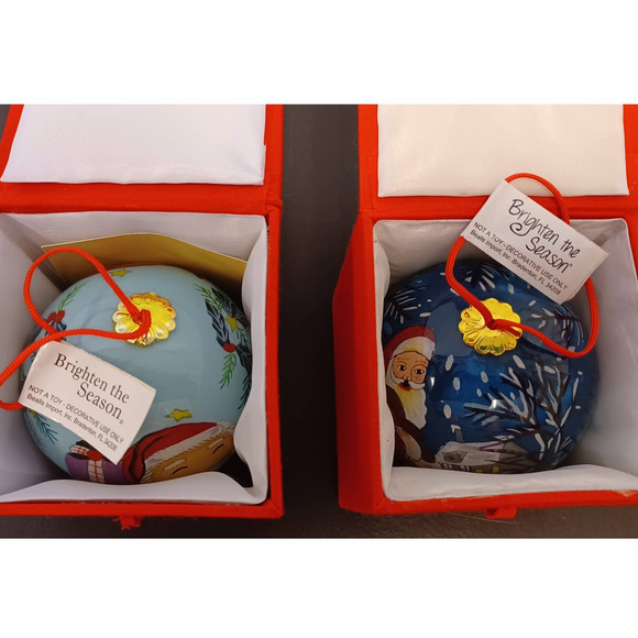 Ornaments set of 2 - Hand Painted Glass - Picture 2 of 10